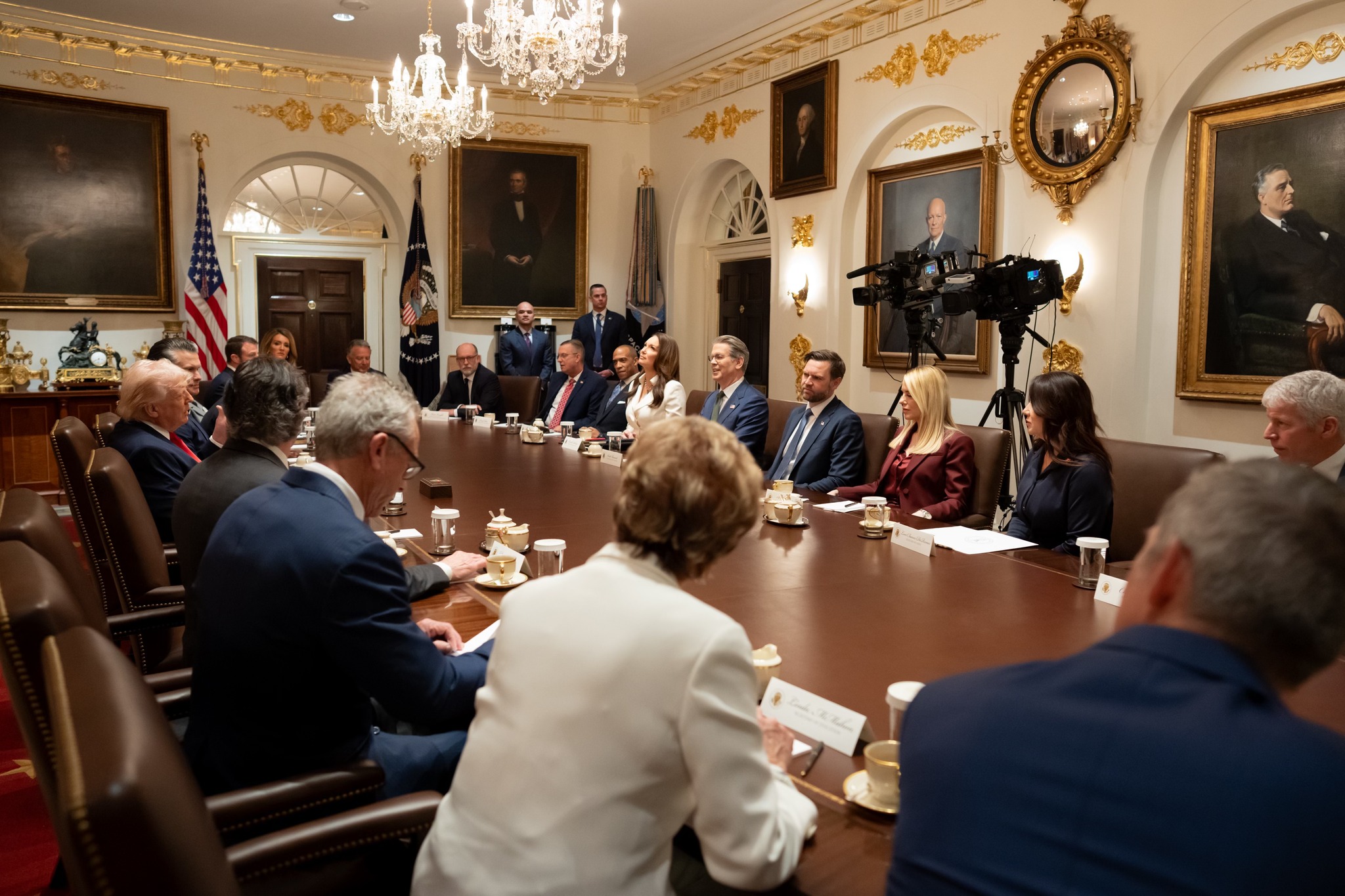 VSA-president Donald Trump en sy kabinetslede.