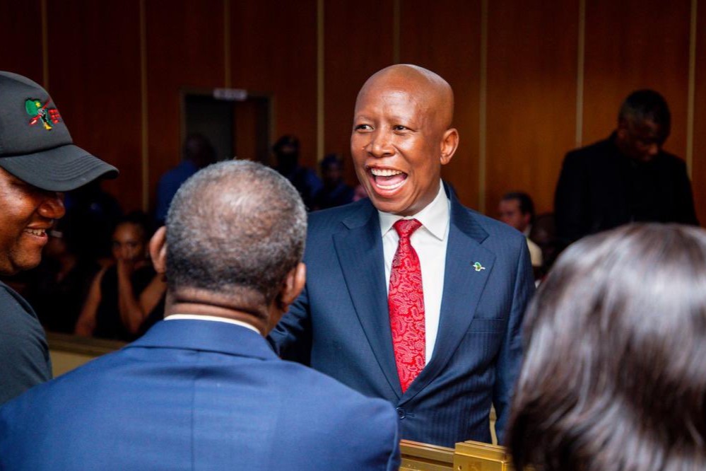 Julius Malema, EFF-leier, Woensdag in die landdroshof in KuGompo-stad (Oos-Londen). Foto: EFF