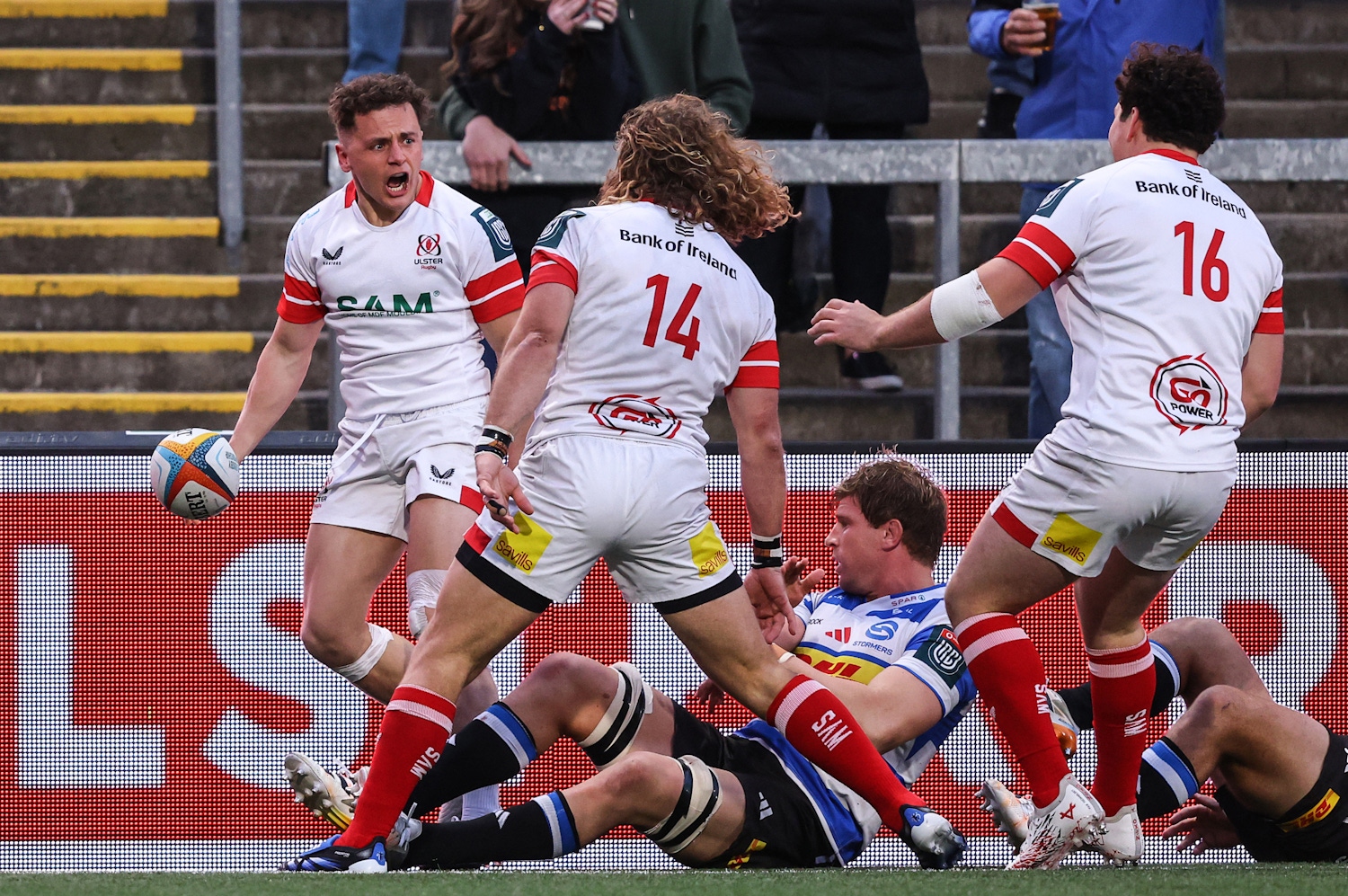 Ulster en die Stormers het 38-elk gelykop gespeel in hul kragmeting in die Verenigde Rugbykampioenskap.