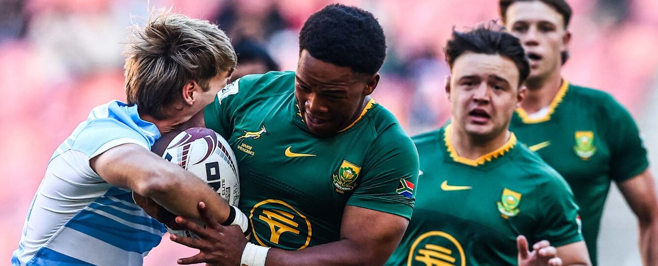 Die Junior Bokke in aksie teen Argentinië.