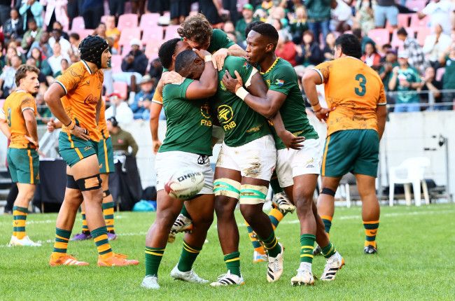 Die Junior Bokke vier Wasi Vyambwera se drie teen Australië.