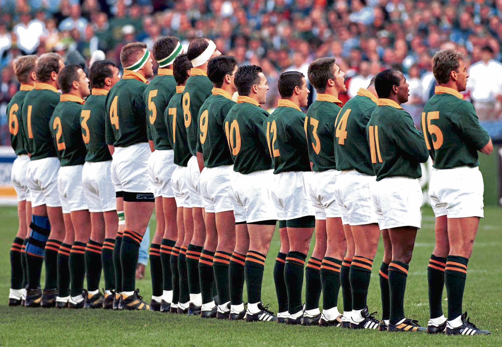 24 Junie 1995. Die Springbokke staan gereed teen die All Blacks op Ellispark.