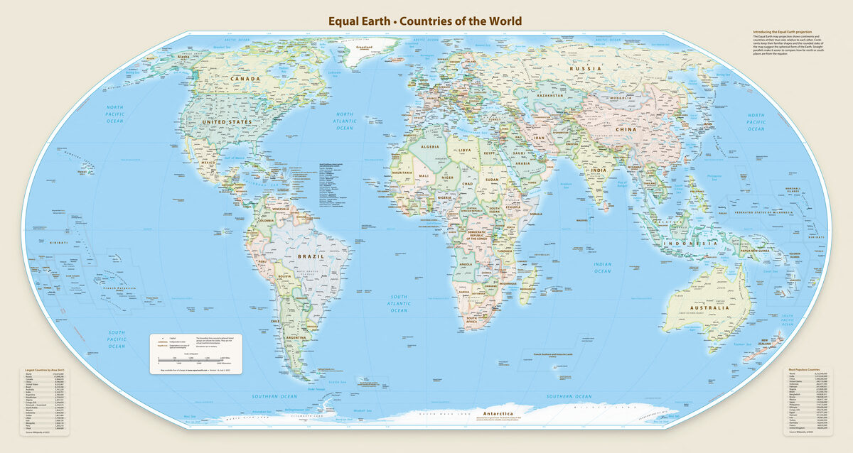Die Equal Earth-kaartprojeksie. Foto: AFP.